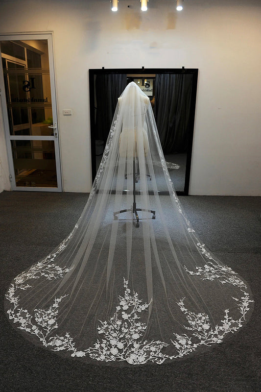 Wedding Veil White Lace Edge